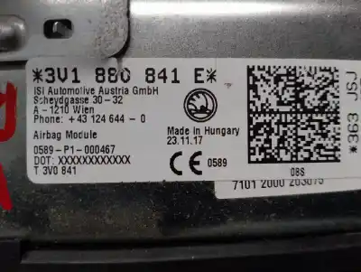 Автозапчасти б/у передняя левая подушка безопасности за skoda superb iii (3v3) 2.0 tdi ссылки oem iam 3v1880841e  