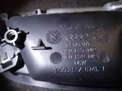 Peça sobressalente para automóvel em segunda mão puxador interior dianteiro esquerdo por audi a8 (4e2) 4.2 v8 40v referências oem iam 4e0837019  4e0839019