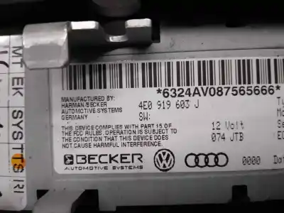 Second-hand car spare part multifunction display for audi a8 (4e2) 4.2 v8 40v oem iam references 4e0919603j  