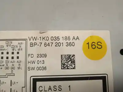 Pezzo di ricambio per auto di seconda mano impianto audio / radio cd per volkswagen passat variant (3c5) 2.0 tdi dpf riferimenti oem iam 1k0035186aa  bp7647201360