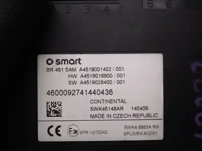 Peça sobressalente para automóvel em segunda mão caixa de fusíveis e relés por smart fortwo coupé (451) 1.0 (451.331. 451.380) referências oem iam a4519016900  5wk45148ar