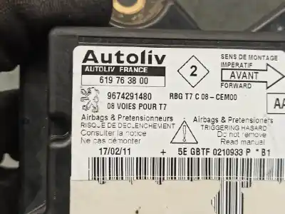 Автозапчастина б/у блок управління подушками безпеки для peugeot 308 sw i (4e_, 4h_) 1.6 hdi посилання на oem iam 9674291480  619763800