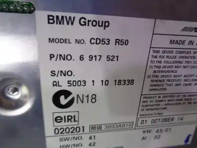 Pezzo di ricambio per auto di seconda mano impianto audio / radio cd per mini mini (r50, r53) one riferimenti oem iam 6917521  
