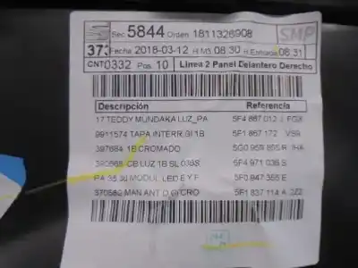 Автозапчастина б/у обработка передніх правіх дверей для seat leon st (5f8) 2.0 tdi посилання на oem iam 5f4867012j  5f4867012