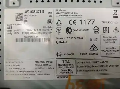 Автозапчастина б/у аудіо система / радіо cd для skoda fabia iii (nj3) 1.2 tsi посилання на oem iam 6v0035871b  