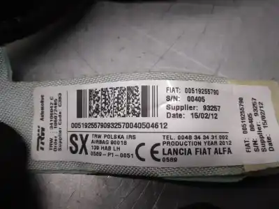 Pezzo di ricambio per auto di seconda mano airbag a tenda anteriore sinistro per fiat panda (319) 1.2 cat (gpl) riferimenti oem iam 51978868  34106042