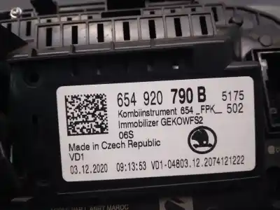 Second-hand car spare part dashboard for skoda kamiq (nw4) 1.5 tsi oem iam references 654920790b  
