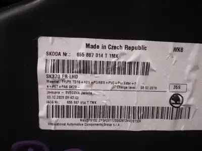 Автозапчастина б/у обработка передніх правіх дверей для skoda kamiq (nw4) 1.5 tsi посилання на oem iam 655867014t  