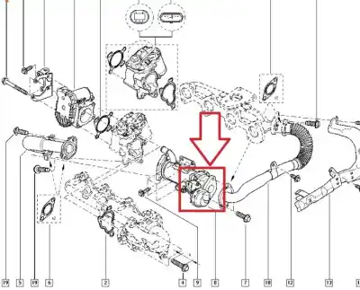 Pièce détachée automobile d'occasion refroidisseur vanne egr pour renault trafic combi (ab 4.01) 2.0 dci diesel cat références oem iam 8200968414  