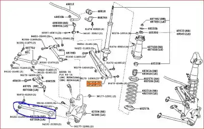 Автозапчастина б/у задній лівий нижний рычаг для lexus is 200 (ds2/is2) d-cat посилання на oem iam 4871053020  
