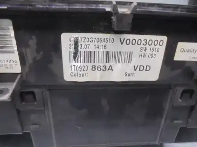 Автозапчасти б/у приборная доска за volkswagen caddy ka/kb (2k) 1.9 tdi (bsu) 75 cv / 55 kw ссылки oem iam 1t0920863a  110080343004