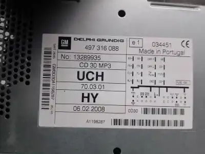 Автозапчастина б/у аудіо система / радіо cd для opel astra h (a04) 1.6 (l48) посилання на oem iam 13289935  