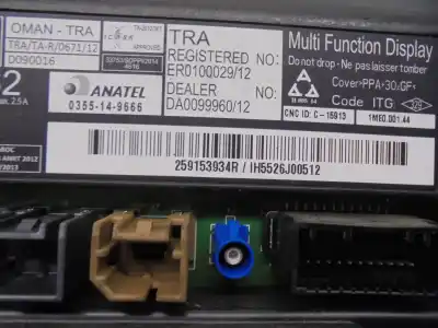 Peça sobressalente para automóvel em segunda mão display gps / multimídia por renault kangoo 1.5 dci diesel fap referências oem iam 259153934r  