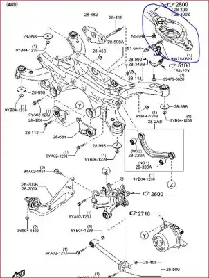 Автозапчасти б/у рычаг задней нижней правой подвески за mazda cx-5 (ke, gh) 2.2 d awd (ke102) ссылки oem iam kd3528300  