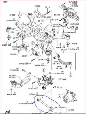 Автозапчасти б/у рычаг задней нижней правой подвески за mazda cx-5 (ke, gh) 2.2 d awd (ke102) ссылки oem iam kd3528500  