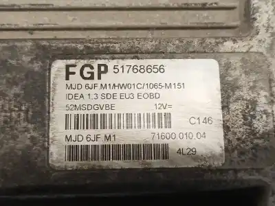Pezzo di ricambio per auto di seconda mano centralina motore per fiat idea (135) 1.3 16v jtd 16v dynamic plus (10.2005->) 69 cv / 51 kw riferimenti oem iam 51768656  7160001004