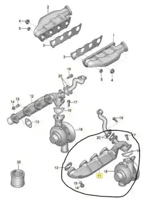 Автозапчасти б/у выхлопной коллектор за audi a8 d3 (4e2, 4e8) 4.0 tdi quattro ссылки oem iam 057253033l  