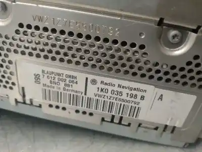 Автозапчастина б/у аудіо система / радіо cd для volkswagen jetta (1k2) 1.9 tdi посилання на oem iam 1k0035198b  7612002064