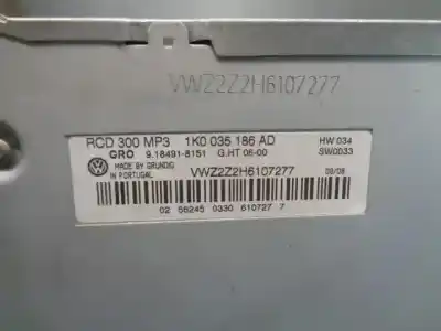 Автозапчасти б/у аудиосистема / радио cd за volkswagen passat b6 variant (3c5) 2.0 tdi ссылки oem iam 1k0035186ad  
