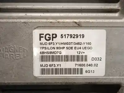 Автозапчастина б/у ебу контролер двигуна для lancia ypsilon (101) 1.3 multijet 16v platino (66kw) (10.2006->) посилання на oem iam 51792919  