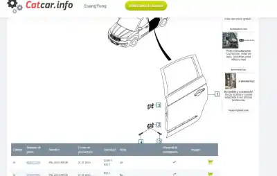 Автозапчастина б/у двері задні праві для ssangyong rodius 2.7 turbodiesel cat посилання на oem iam 6300421200  