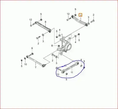 Pezzo di ricambio per auto di seconda mano braccio sospensione posteriore inferiore destro per ssangyong rodius 2.7 turbodiesel cat riferimenti oem iam 4550121000  