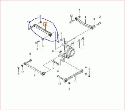 Gebrauchtes Autoersatzteil linker hinterer oberer lenker radaufhängung zum ssangyong rodius 2.7 turbodiesel cat oem-iam-referenzen 4570121000  