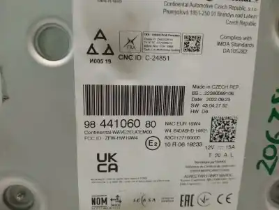 Second-hand car spare part audio system / radio cd for peugeot 208 ii (ub_, up_, uw_, uj_) 1.2 puretech 100 oem iam references 9844106080  1686914380