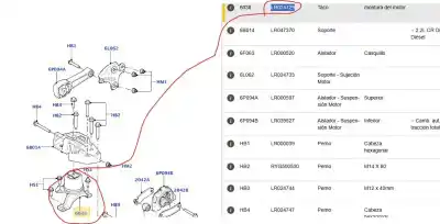 Second-hand car spare part right engine support for land rover range rover evoque (l538) 2.2 d 4x4 oem iam references bj326f012ab g3046001 trelleborg g3046001