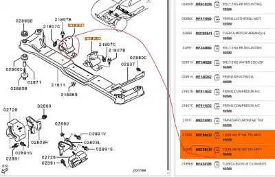 Автозапчастина б/у опора двигуна ліва для mitsubishi montero (v80/v90) 3.2 di-d intense посилання на oem iam mr198013  mr198013