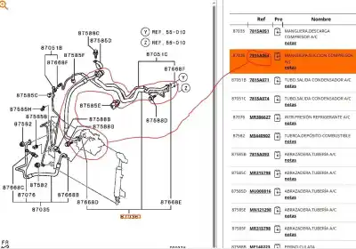 Pezzo di ricambio per auto di seconda mano tubi aria condizionata per mitsubishi outlander ii (cw_w) 2.0 di-d (cw8w) riferimenti oem iam 7815a064  7815a064