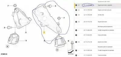 Second-hand car spare part left engine support for bmw 3 descapotable (e93) 320 i oem iam references 22116776529  22116776529