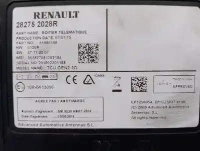 Pezzo di ricambio per auto di seconda mano modulo elettronico per renault megane iii fastback (bz0/1_, b3_) 1.2 tce (bz16, bz28) riferimenti oem iam 282752028r antennas sl 51986198 