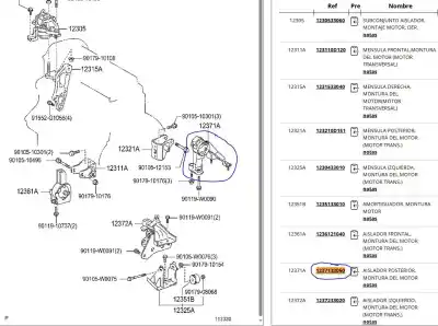 Second-hand car spare part engine support for toyota corolla (_e12_) 1.4 d (nde120_) oem iam references 1237133060  1237133060