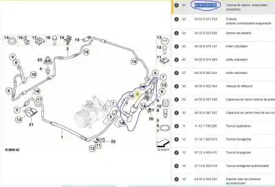 Second-hand car spare part air conditioning pipes for bmw 3 (e90) 320 d oem iam references 6450423790602  64509232585