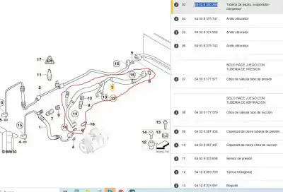 Pezzo di ricambio per auto di seconda mano tubi aria condizionata per bmw 7 (e65, e66, e67) 730 d riferimenti oem iam 64538385264  64538385264