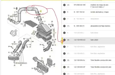 Pezzo di ricambio per auto di seconda mano tubo per seat leon (1m1) 1.9 tdi riferimenti oem iam 1j0129684ag  1j0129684ag