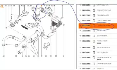 Автозапчастина б/у труба для renault megane ii (bm0/1_, cm0/1_) 1.9 dci (bm0g, cm0g) посилання на oem iam 8200201614  8200201614