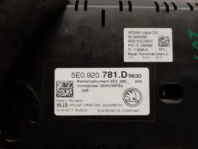 Second-hand car spare part dashboard for skoda octavia iii (5e3, nl3, nr3) 1.6 tdi oem iam references 5e0920781d  