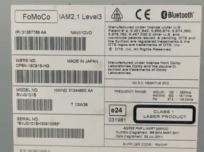 Автозапчастина б/у аудіо система / радіо cd для land rover range rover evoque (l538) 2.2 d посилання на oem iam cf6n18c815hg 31357756aa fomoco lr056218