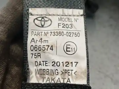 Автозапчастина б/у задній правий ремін безпеки для toyota auris ranchera familiar (_e18_) 1.8 hybrid (zwe186_) посилання на oem iam 7336002750 066574 takata 7336002750c0