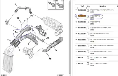 Pièce détachée automobile d'occasion tube pour peugeot 2008 i (cu_) 1.2 thp 110 / puretech 110 références oem iam 9677537380  9677537380