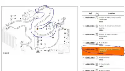 Peça sobressalente para automóvel em segunda mão tubos de ar condicionado por bmw 3 (e46) 318 i referências oem iam 64536946353  64536946353
