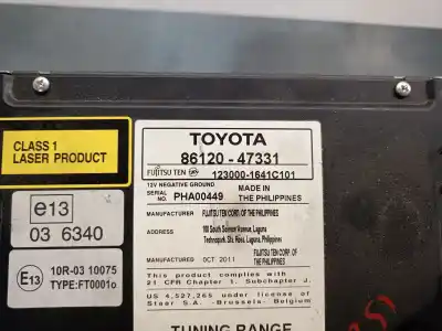Peça sobressalente para automóvel em segunda mão sistema de áudio / rádio cd por toyota prius (_w3_) 1.8 hybrid (zvw3_) referências oem iam 8612047331  8612047331