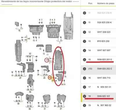 Second-hand car spare part sump guard for skoda octavia iv (nx3, nn3) 1.5 tsi oem iam references 5wa825201e 5wa825101 cesta 7a