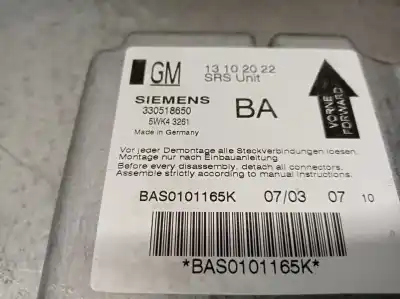 Pezzo di ricambio per auto di seconda mano centralina airbag per opel vectra c gts (z02) 2.2 dti 16v (f68) riferimenti oem iam 13102022 330518650 siemens 