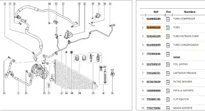 Second-hand car spare part air conditioning pipes for renault scénic iii (jz0/1_) 2.0 dci (jz0l) oem iam references 924800026r  924800026r