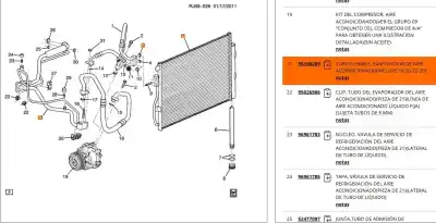 Peça sobressalente para automóvel em segunda mão tubos de ar condicionado por chevrolet aveo 1.4 cat referências oem iam 95460109  95198289