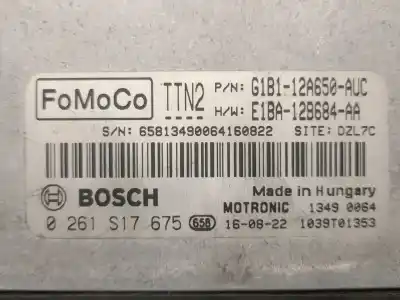 İkinci el araba yedek parçası ecu motor kontrol cihazi için ford fiesta vi (cb1, ccn) 1.0 ecoboost oem iam referansları g1b112a650auc 0261s17675 bosch 