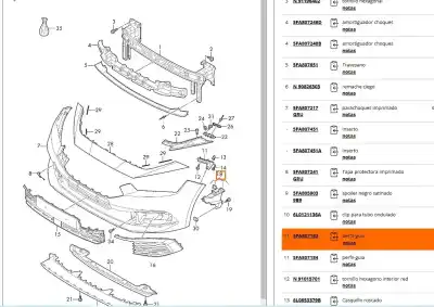 Peça sobressalente para automóvel em segunda mão reforço do pára choques dianteiro por seat leon (kl1) 1.0 tsi referências oem iam 5fa807183  